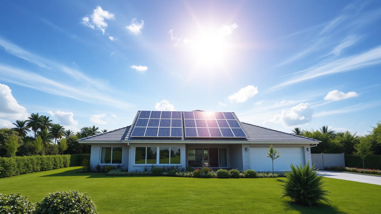 Einfamilienhaus mit Solaranlage auf dem Dach